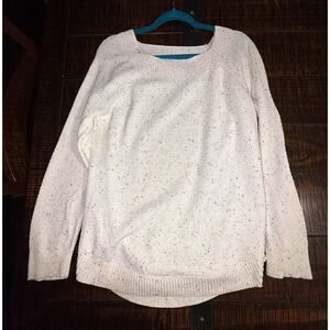 LOFT Cream Textured Knit Long Sleeve Confetti Sweater Size Small